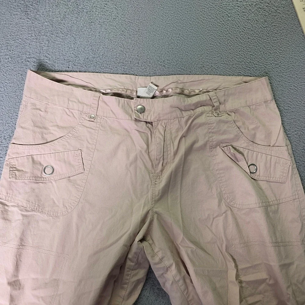 Venezia Womens 20 Cargo Capri Pants Tan Khaki Cotton Stretch Utility 5845